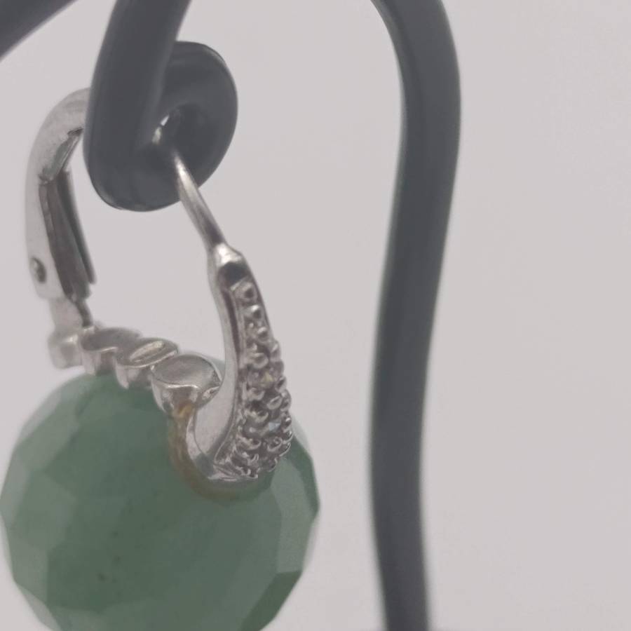 Pair of vintage sterling silver and jade earrings