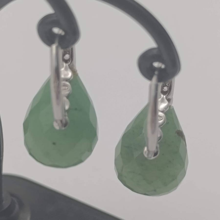 Pair of vintage sterling silver and jade earrings