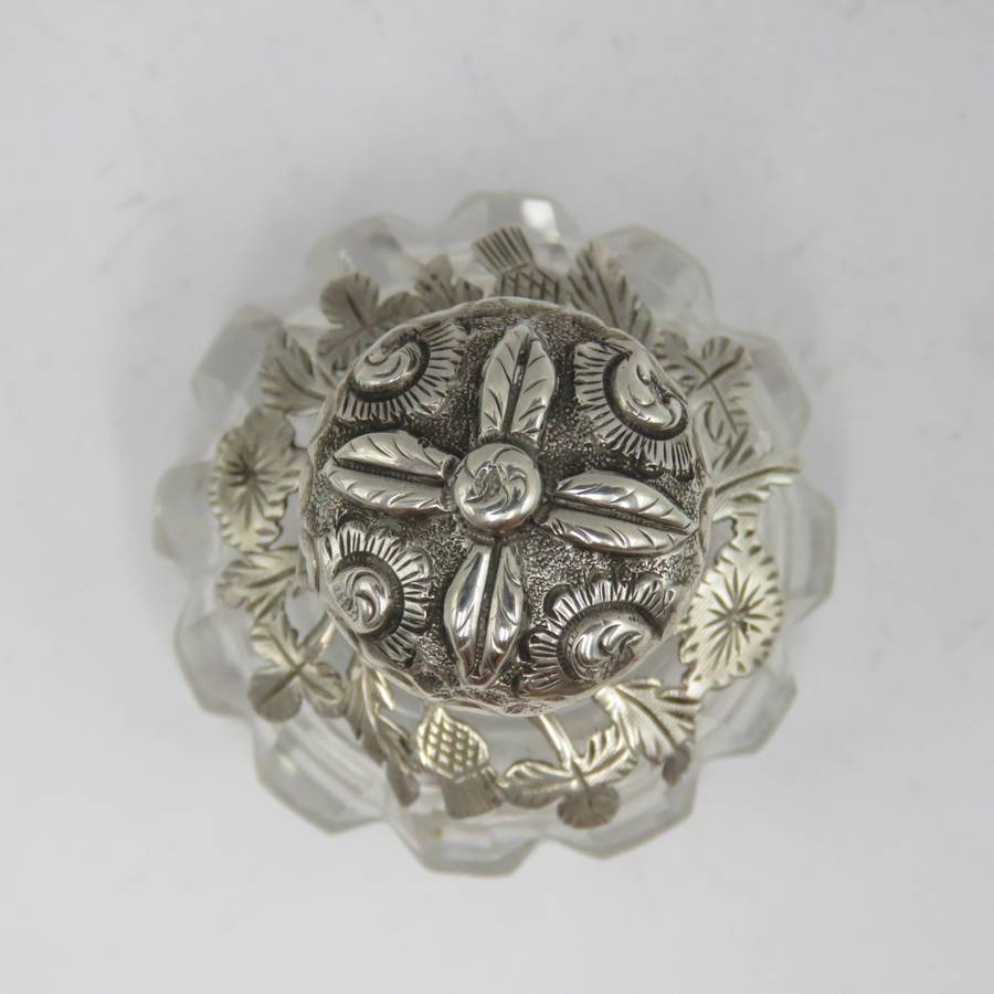 Antique sterling silver and crystal scent bottle for perfume