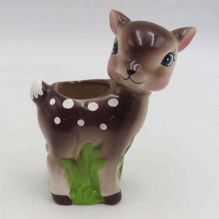 Vintage Bambi deer porcelain flower holder