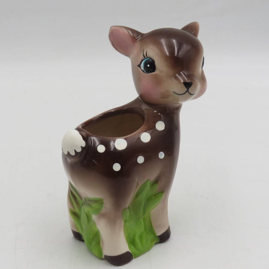 Vintage Bambi deer porcelain flower holder