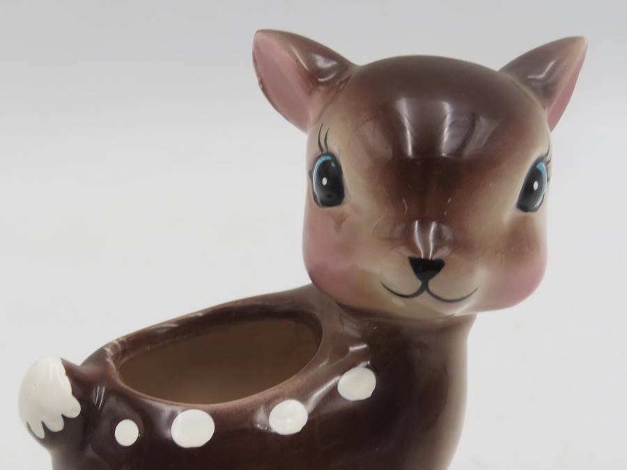 Vintage Bambi deer porcelain flower holder