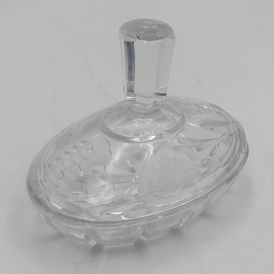 Vintage cutglass crystal dressing table trinket box