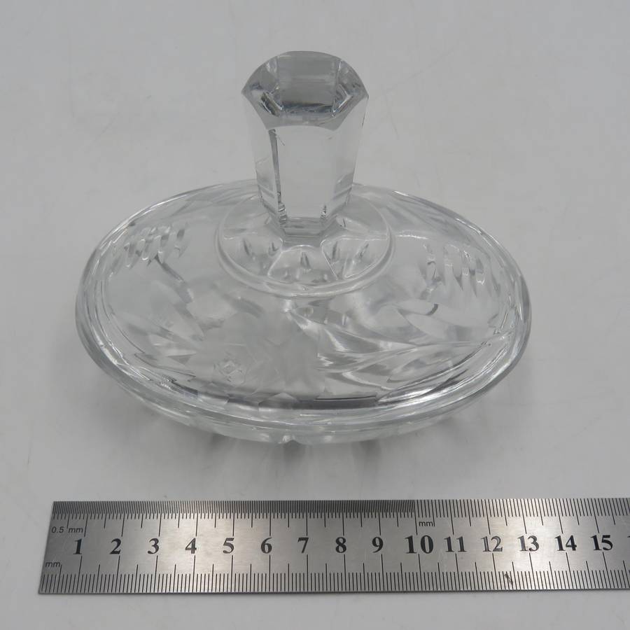 Vintage cutglass crystal dressing table trinket box