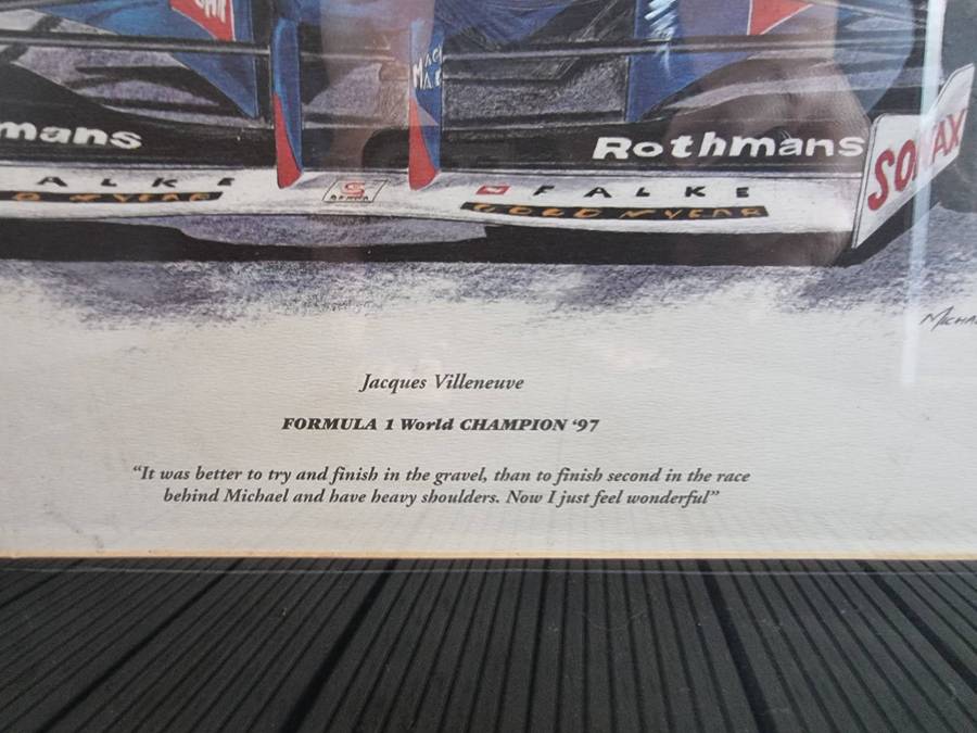 Jacques Villeneuve Formula 1 Print With Certificate of Authenticity