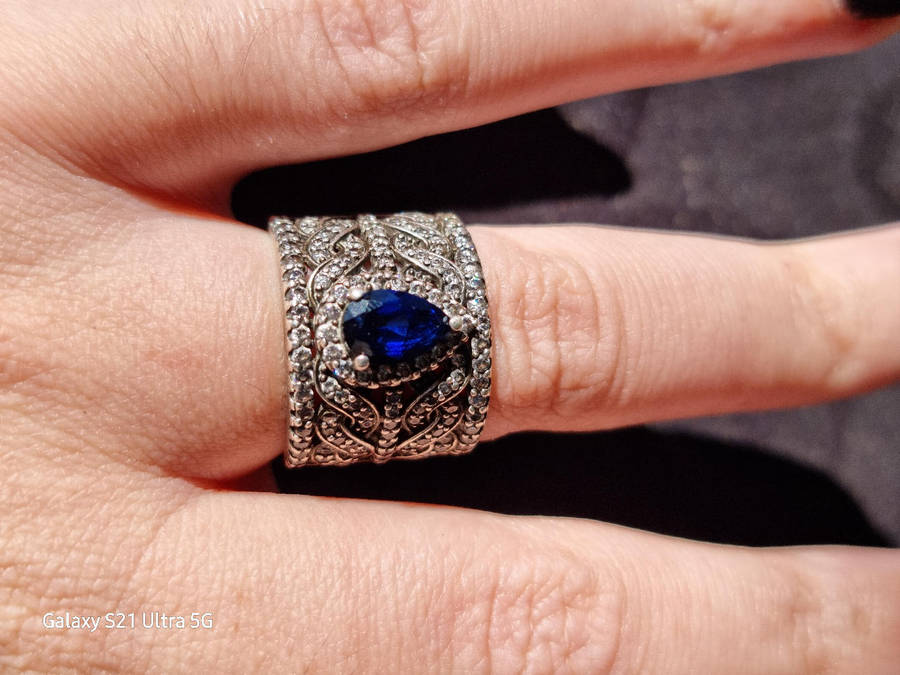 Blue Teardrop 925 Silver Ring