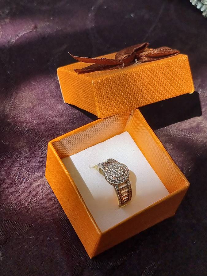 "ROUND CUT" CZ and Baguettes 925 Silver Dress Ring. ( Genuine Silver.)