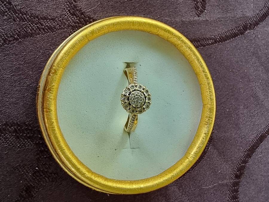 Diamond Cluster Engagement 9CT Yellow Gold Ring.( Genuine Gold)