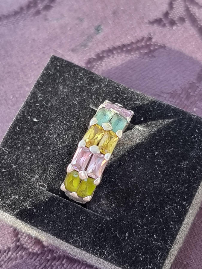Multi Color "GENUINE GEMSTONRS" 925 Sterling Ring. ( Genuine Silver.)
