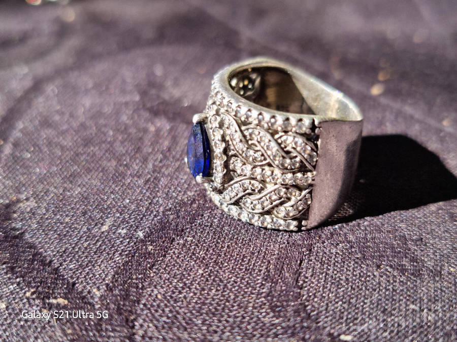 Blue Teardrop 925 Silver Ring
