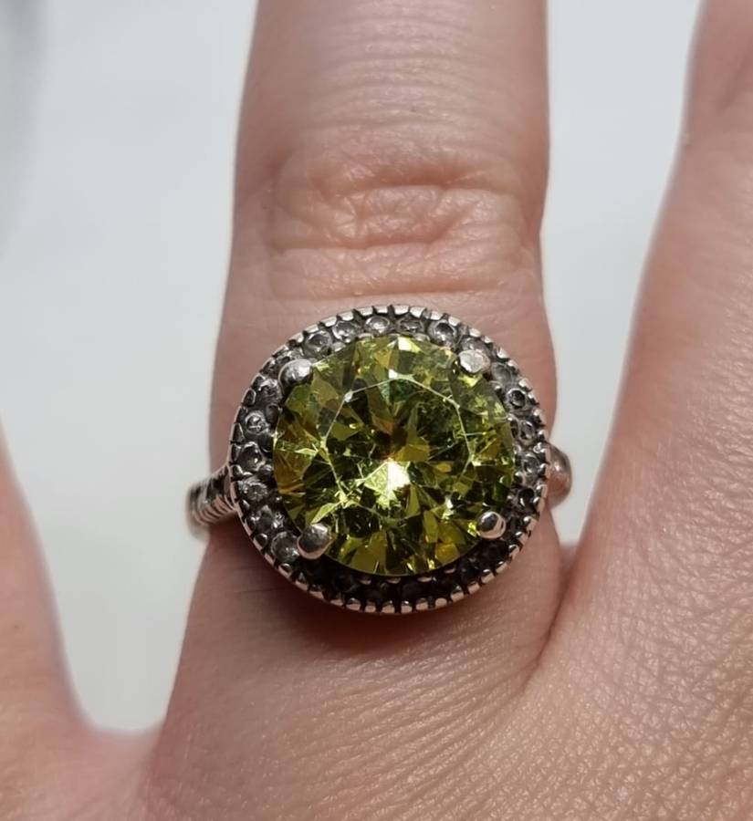 NATURAL "CITRINE" Cocktail Ring, Set in 925 "STERLING SILVER" (Genuine Silver.)