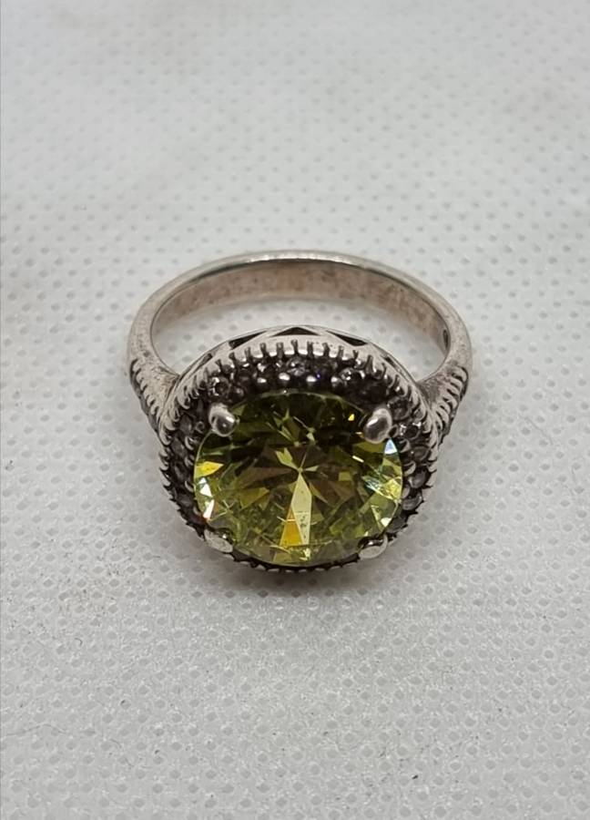 NATURAL "CITRINE" Cocktail Ring, Set in 925 "STERLING SILVER" (Genuine Silver.)