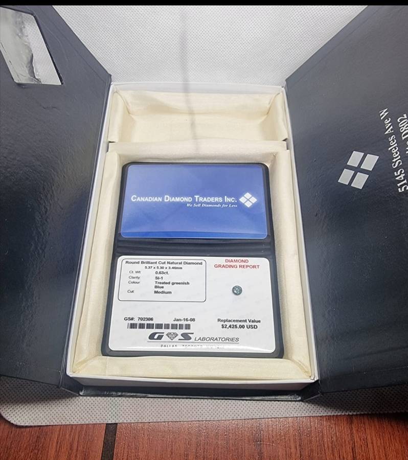 Natural  Diamond "Certified Fancy" Green/Blue Diamond Round Brilliant Cut