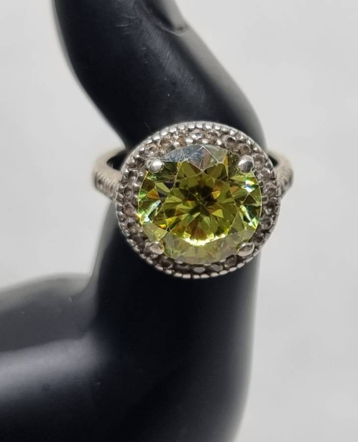 NATURAL "CITRINE" Cocktail Ring, Set in 925 "STERLING SILVER" (Genuine Silver.)