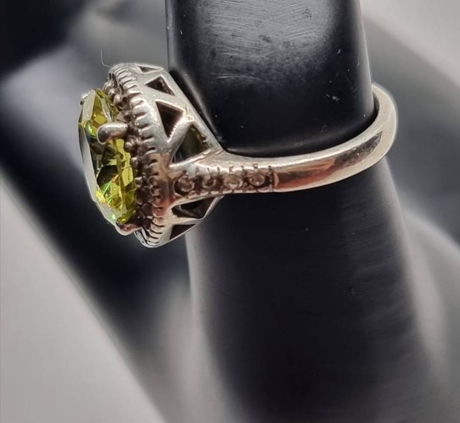 NATURAL "CITRINE" Cocktail Ring, Set in 925 "STERLING SILVER" (Genuine Silver.)