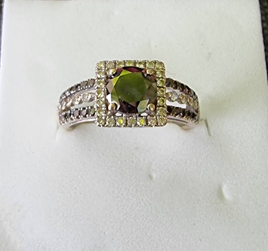 VALUE AT R48.000 / 1.25 Carat "NATURAL BLACK DIAMOND" Engagement Ring, Set In 14CT White Gold.