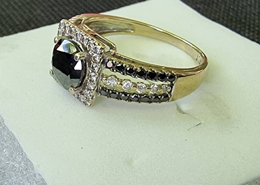 VALUE AT R48.000 / 1.25 Carat "NATURAL BLACK DIAMOND" Engagement Ring, Set In 14CT White Gold.