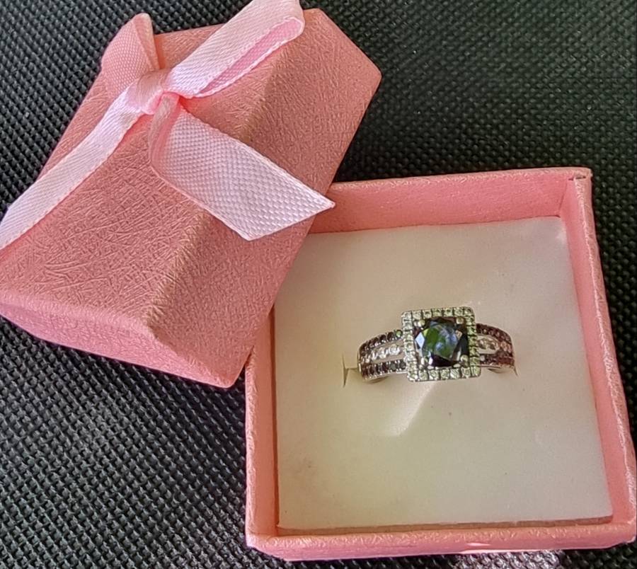 VALUE AT R48.000 / 1.25 Carat "NATURAL BLACK DIAMOND" Engagement Ring, Set In 14CT White Gold.