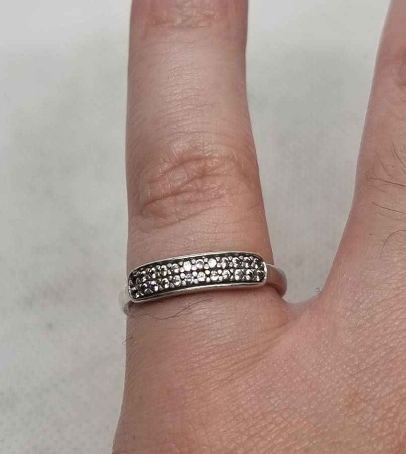 "ART DECO" CZ Stacking 925 Sterling Silver Ring.  ( Genuine Silver.)