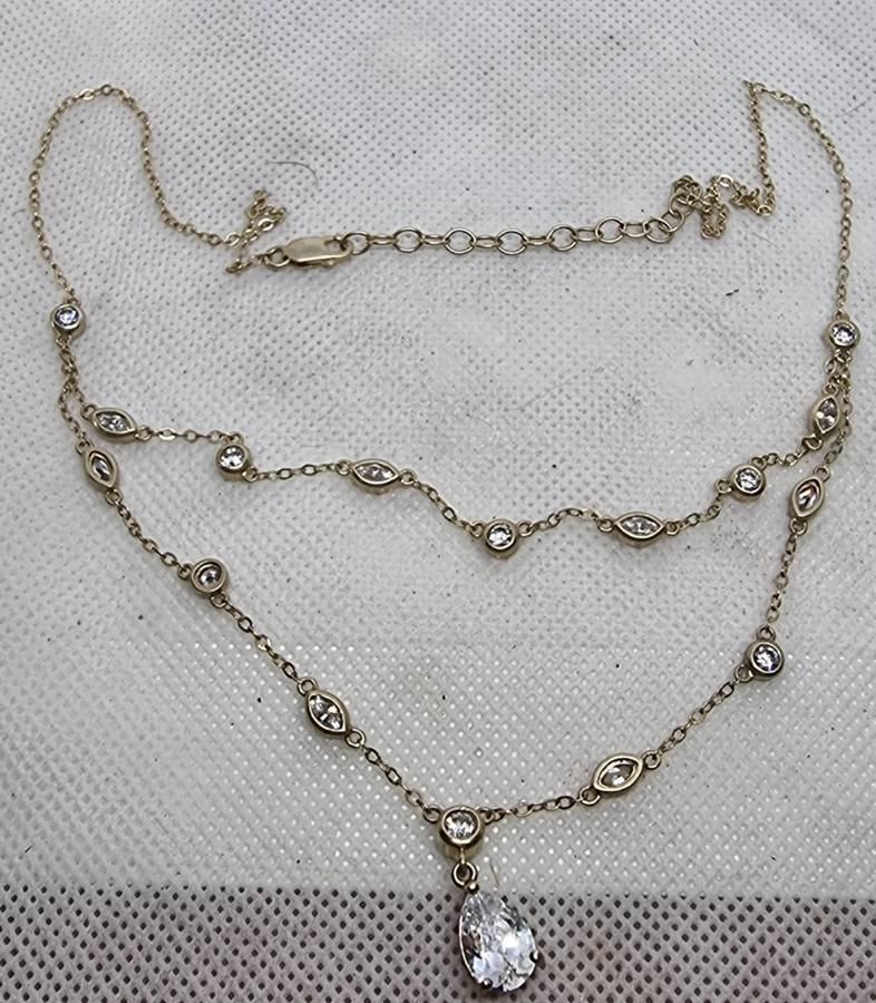 "Beautiful Dainty"  925 Sterling Silver Necklace CZ Stones / Gold Plated ( Genuine Silver)