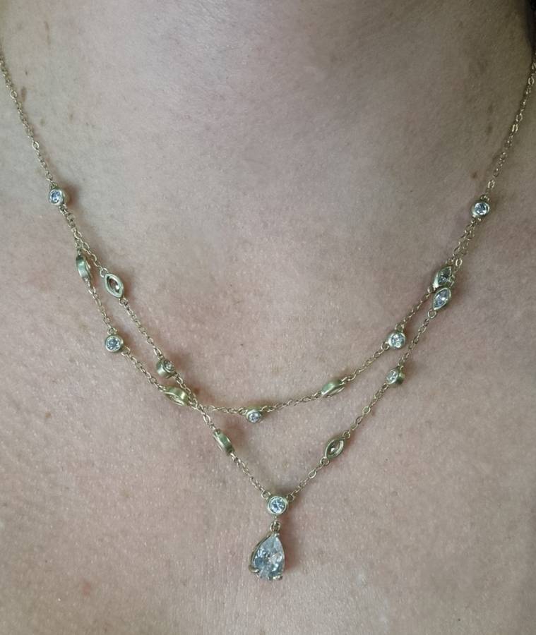 "Beautiful Dainty"  925 Sterling Silver Necklace CZ Stones / Gold Plated ( Genuine Silver)