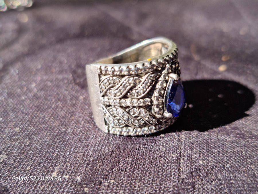 Blue Teardrop 925 Silver Ring