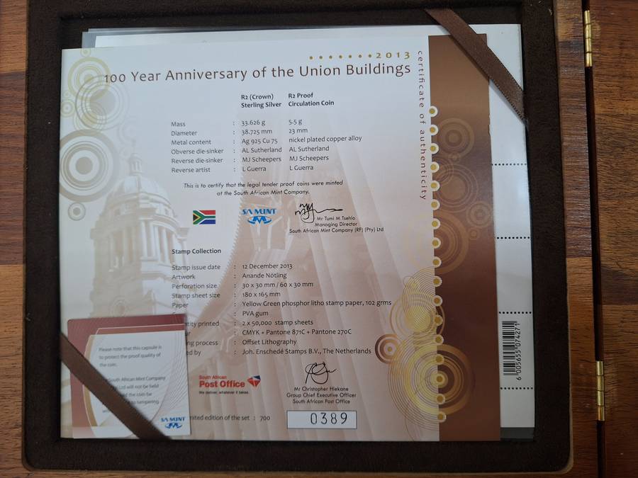 2013 100TH ANNIVERSARY OF THE UNION BUILDINGS SET