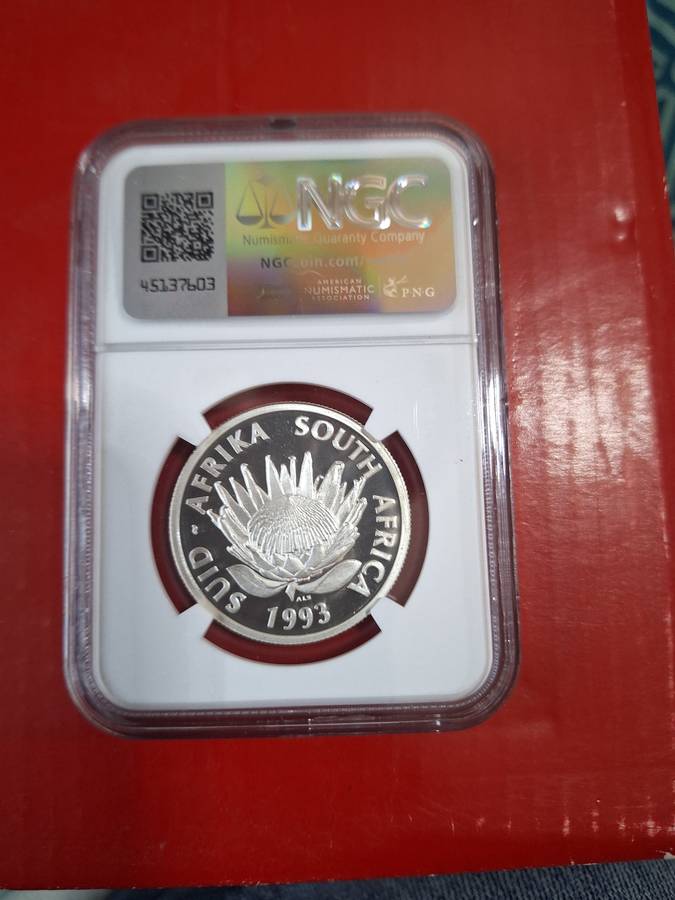 1993 SOUTH AFRICAN SILVER R1  - BANKING BICENTENNIAL PF69 ULTRA CAMEO