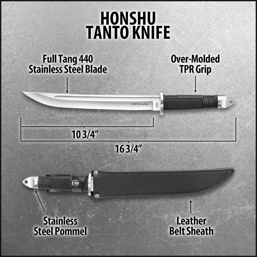 Honshu Tanto Knife and Leather Sheath