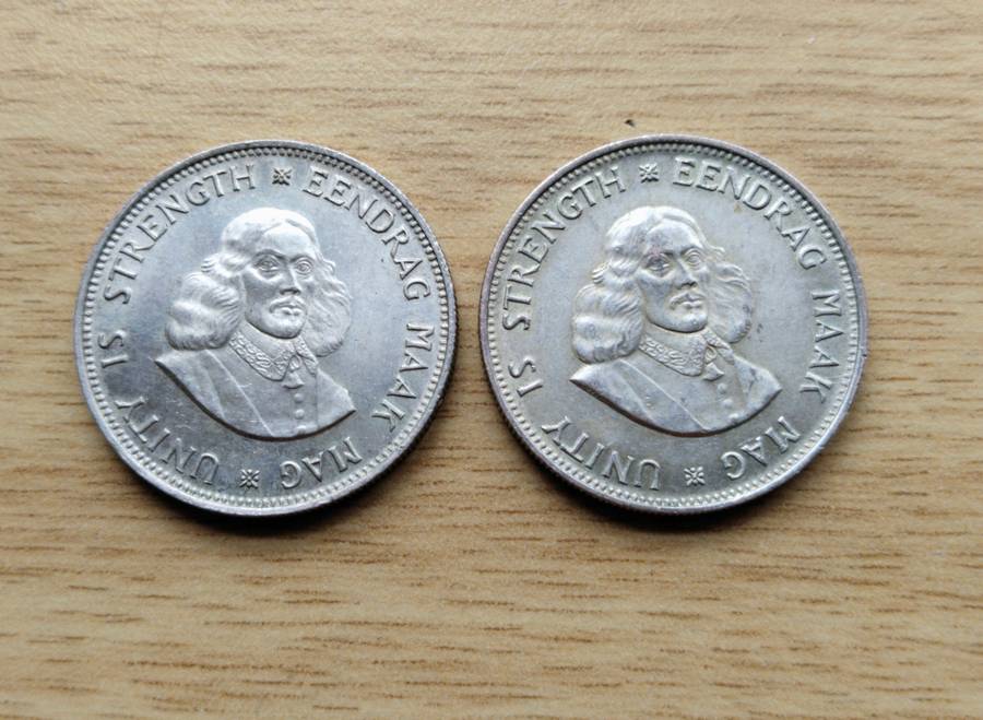 South Africa 2 X 1964 Silver 20 Cents.