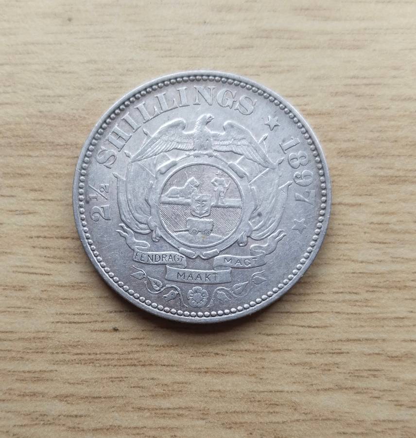 Error ZAR Paul Kruger 1897 Half Crown. Parts of ZUID Missing. Nice coin!!