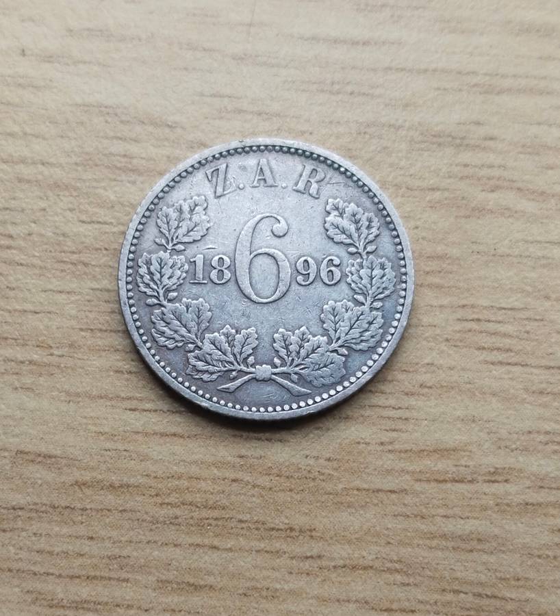 ZAR Paul Kruger 1896 Silver Sixpence.