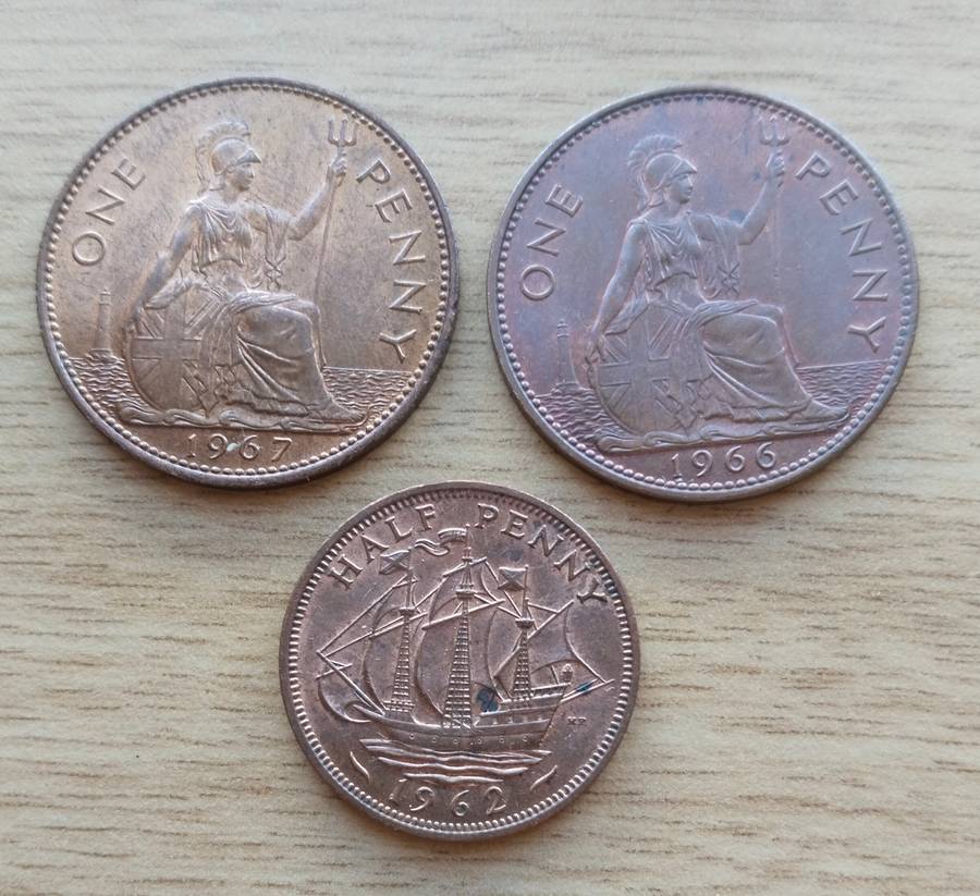 Great Britain collection of 3 old good condition coins.