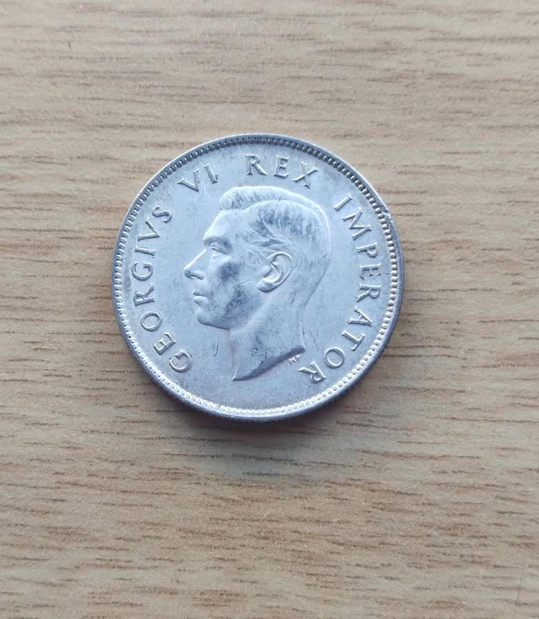 South Africa 1944 Silver Two shillings.