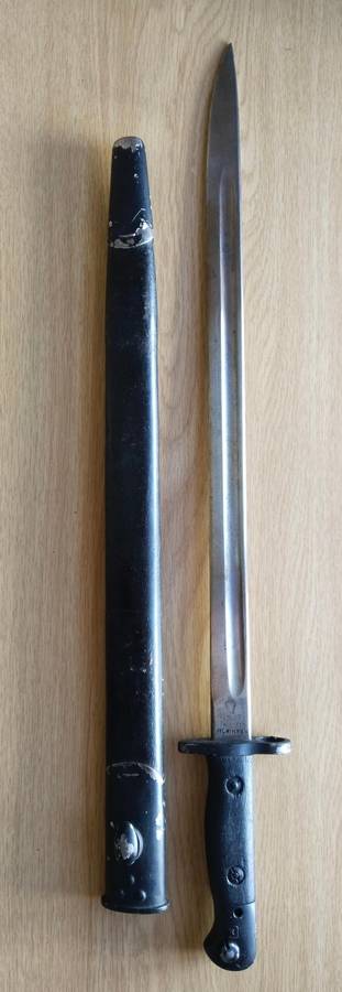 Police 1907 Wilkinson long Bayonet With Scabbard. 550mm long.