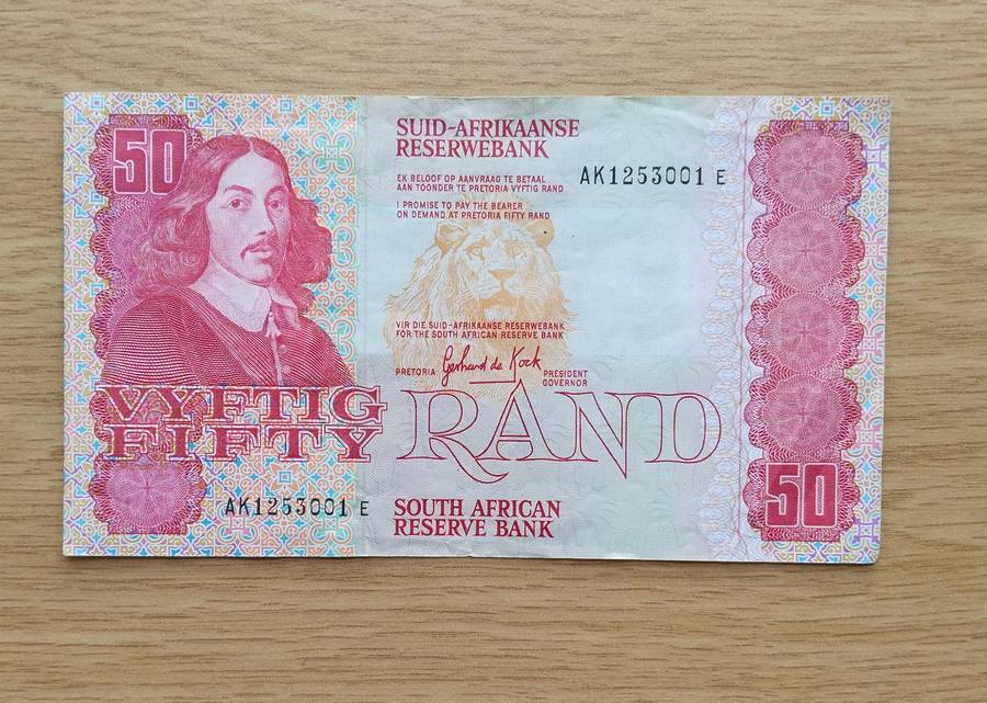 South African de Kock old R50 Bank Note. (001)