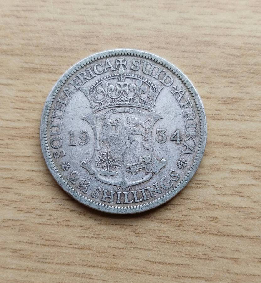 South African 1934 Silver Half Crown.