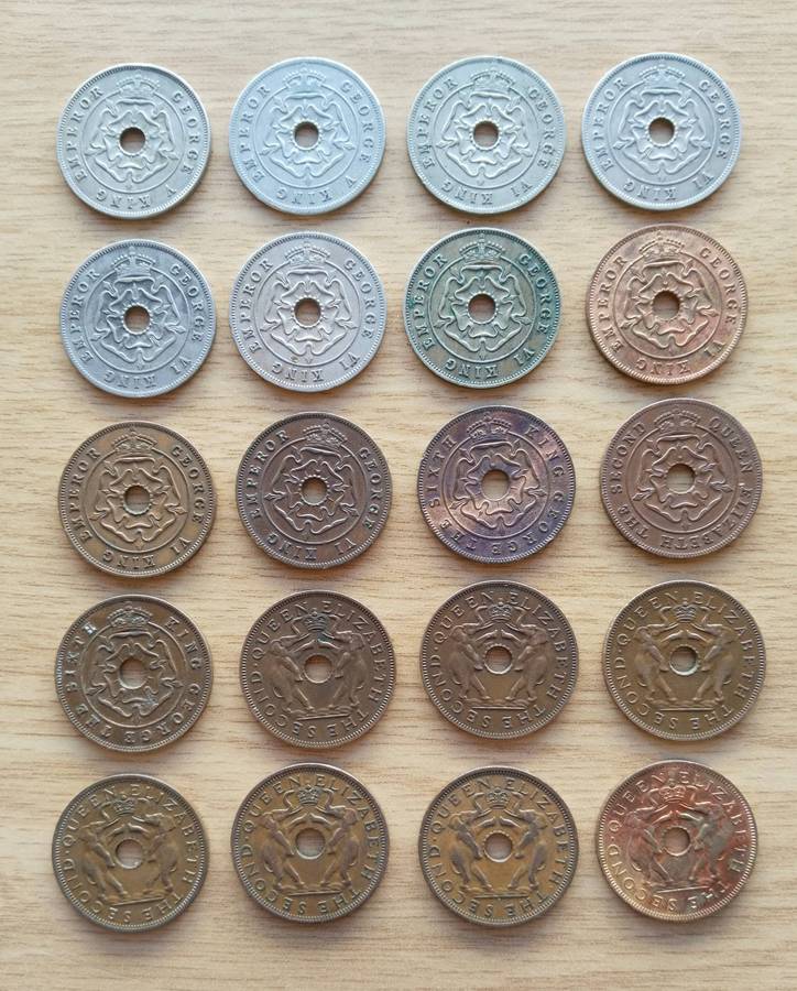 Rhodesia Collection of 20 Different Date Penny's. Nice Collection!!