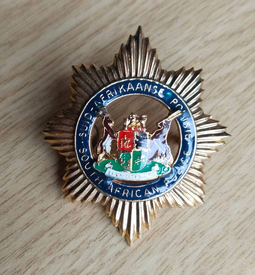 South African police High Ranking Officers Cap Badge.