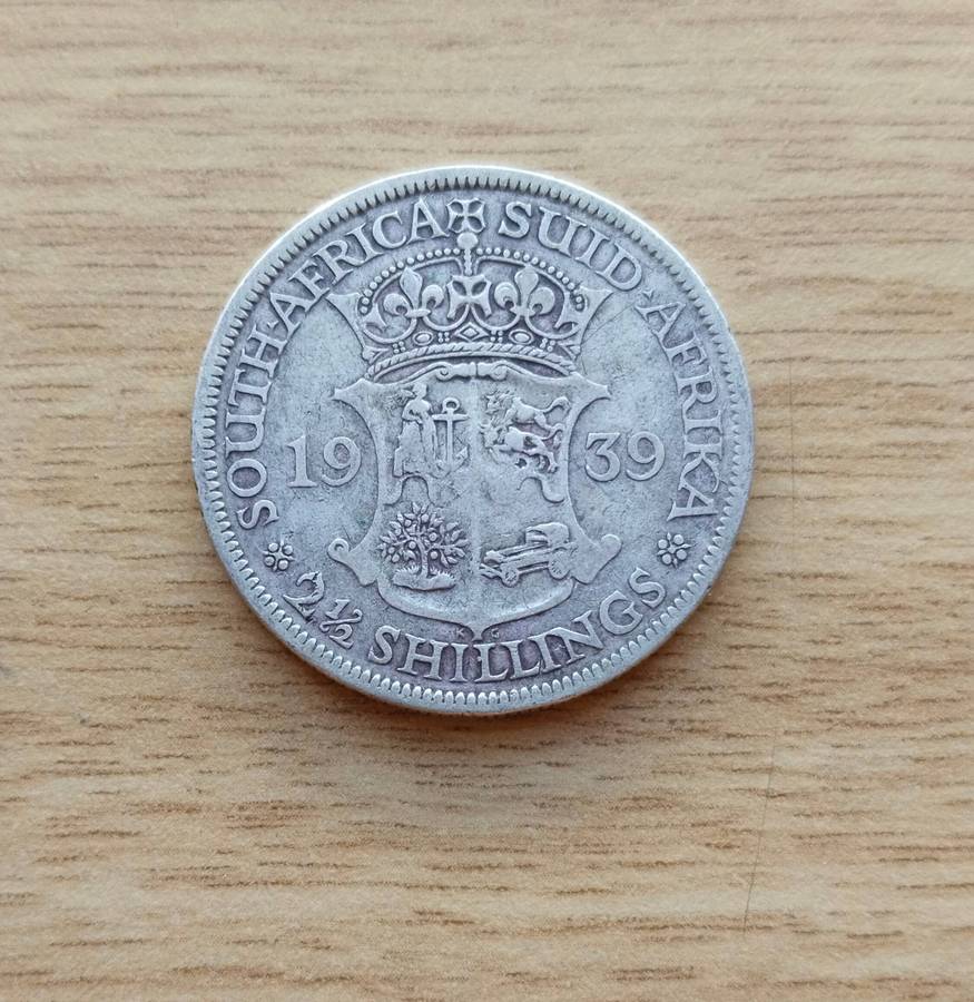 South Africa 1939 Silver Half Crown.