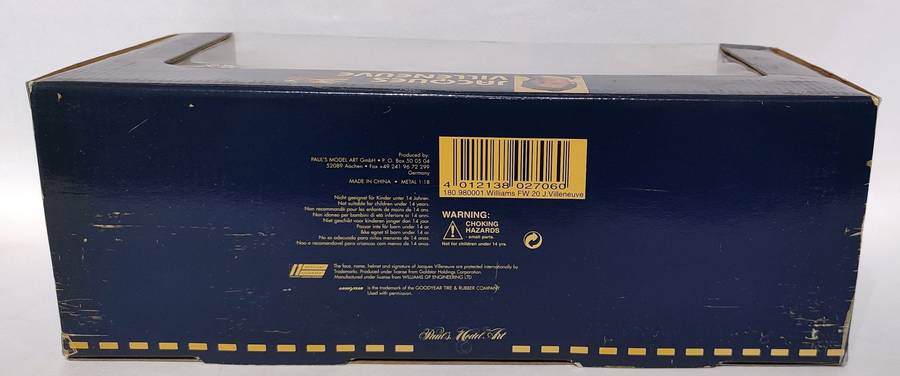 **RARE, BOXED & AS NEW** 1/18 Minichamps/Pauls Model Art Williams FW20 Jacques Villeneuve #1
