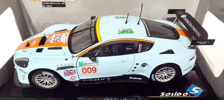 Boxed 1/18 Solido Racing Collection Aston Martin DBR9 Team Gulf 2008 #009