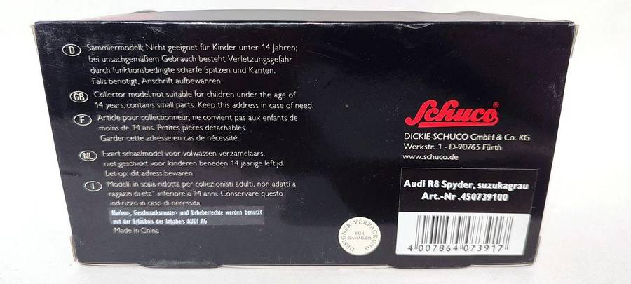 **MINT** 1/43 Schuco Limited Edition Audi R8 Spyder Suzuka Grey (450739100) LE 1000