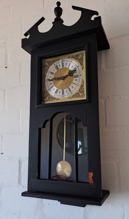 Large Black Painted Wall Clock!