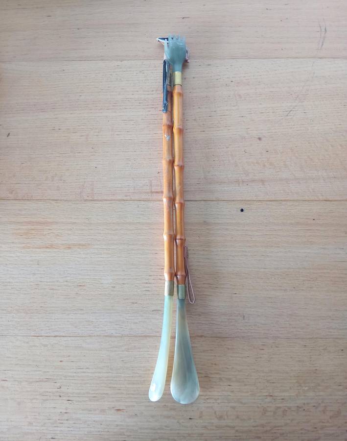 LOVELY VINTAGE BAMBOO CANE SHOE HORNS AND BACK SCRATCHERS