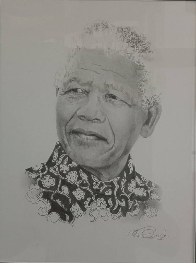 BEAUTIFUL SIGNED NELSON MANDELA SKETCH*HIGHLY COLLECTABLE*