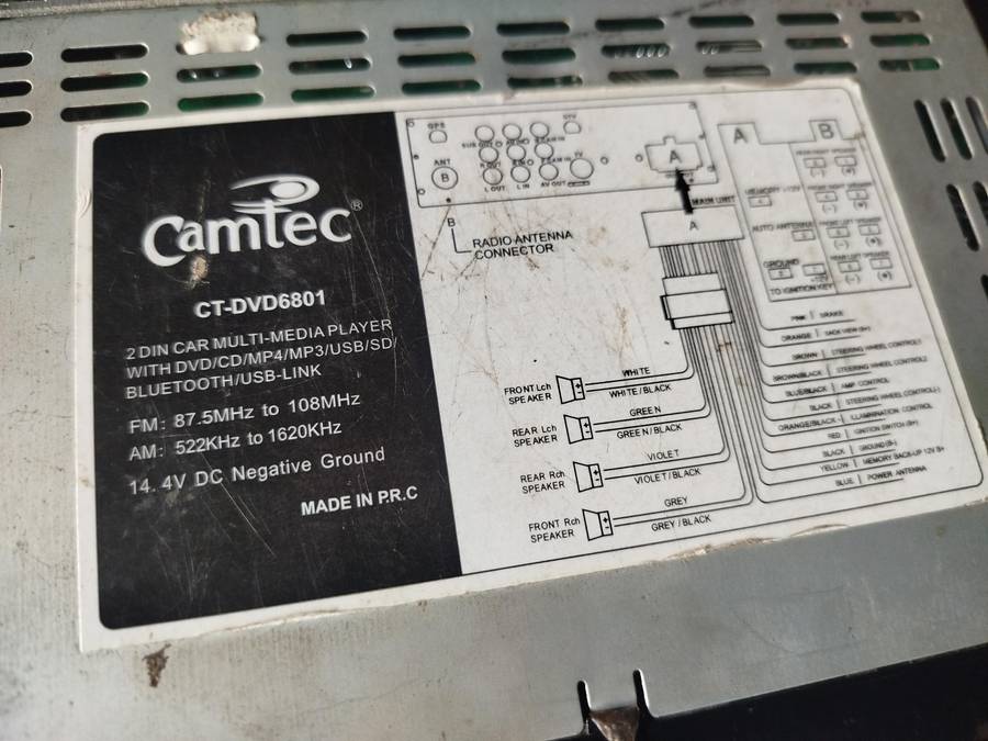 Camtec Double Din Car Media Player with USB/BT/AUX/CD/MP3/DVD (CT-DVD6801)