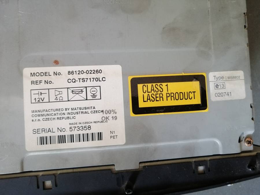 Toyota RunX/Corolla Head Unit - Working but No Plug - Sold For Parts/Spares