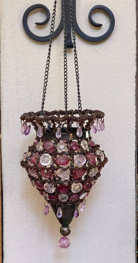 BEADED HANGING CANDLE HOLDER