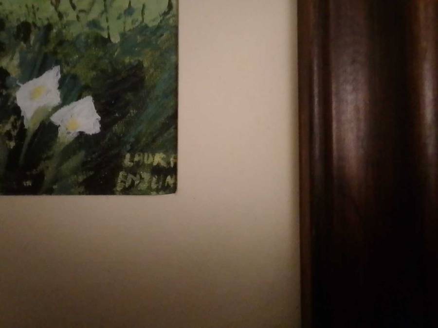 Farm oil painting by artist Laura Enzlin in smart wooden frame